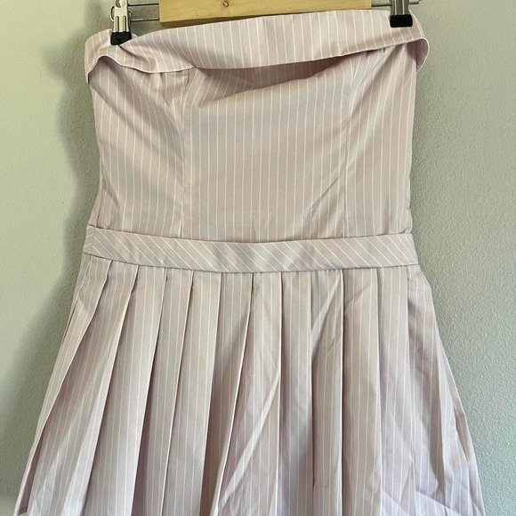 NWT Pink Pinstripe Pleat Tube Short Dress small - Picture 5 of 8